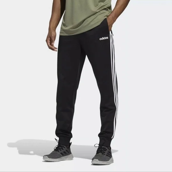 Adidas 3 Stripes Tricot Mens Tapered Cuff Joggers Pants Black GD5957 NEW Sz L - Picture 1 of 6